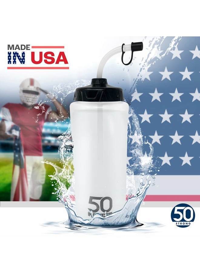 50 Strong 1 Liter Water Bottle with Straw | Hockey Water Bottle with Long Straw | Easy Squeeze Bottles + Built In Finger Grip | BPA-Free Sports Water Bottle for Football, Lacrosse & Boxing | Made in USA - Image 5